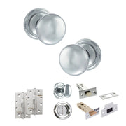 Atlantic Old English Harrogate Door Knob Pack (Bathroom Set - 3" Deadbolt, 4" Slim Knuckle Hinges x2)