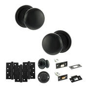Atlantic Old English Harrogate Door Knob Pack (Bathroom Set - 3" Deadbolt, 4" Fire Rated Hinges x3)