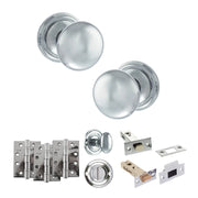 Atlantic Old English Harrogate Door Knob Pack (Bathroom Set - 3" Deadbolt, 4" Fire Rated Hinges x3)