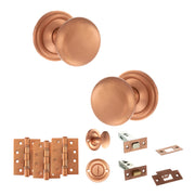 Atlantic Old English Harrogate Door Knob Pack (Bathroom Set - 3" Deadbolt, 4" Fire Rated Hinges x3)