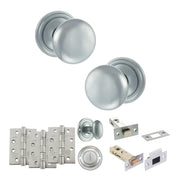 Atlantic Old English Harrogate Door Knob Pack (Bathroom Set - 4" Deadbolt, 4" Fire Rated Hinges x3)