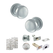 Atlantic Old English Harrogate Door Knob Pack (Bathroom Set - 4" Deadbolt, 4" Slim Knuckle Hinges x2)