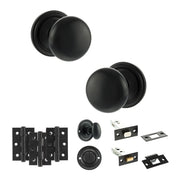 Atlantic Old English Harrogate Door Knob Pack (Bathroom Set - 3" Deadbolt, 3" Fire Rated Hinges x3)