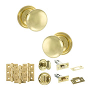 Atlantic Old English Harrogate Door Knob Pack (Bathroom Set - 3" Deadbolt, 3" Fire Rated Hinges x3)