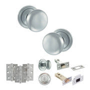 Atlantic Old English Harrogate Door Knob Pack (Bathroom Set - 3" Deadbolt, 3" Fire Rated Hinges x3)