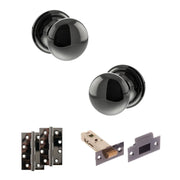 Atlantic Old English Harrogate Door Knob Pack (Latch Set - 3" HD Latch, 4" Slim Knuckle Hinges x2)