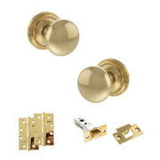 Atlantic Old English Harrogate Door Knob Pack (Latch Set - 3" HD Latch, 4" Slim Knuckle Hinges x2)