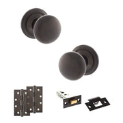 Atlantic Old English Harrogate Door Knob Pack (Latch Set - 3" HD Latch, 4" Slim Knuckle Hinges x2)