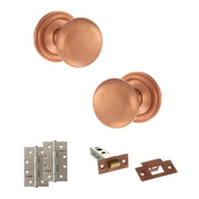 Atlantic Old English Harrogate Door Knob Pack (Latch Set - 4" HD Latch, 4" Slim Knuckle Hinges x2)