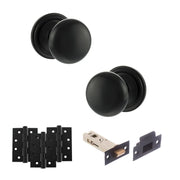 Atlantic Old English Harrogate Door Knob Pack (Latch Set - 4" HD Latch, 4" Fire Rated Hinges x3)