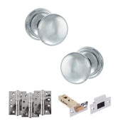 Atlantic Old English Harrogate Door Knob Pack (Latch Set - 4" HD Latch, 4" Fire Rated Hinges x3)