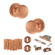Atlantic Old English Harrogate Door Knob Pack (Lock Set - 3" Latch & Deadlock, 4" Fire Rated Hinges x3)