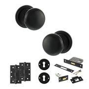 Atlantic Old English Harrogate Door Knob Pack (Lock Set - 3" Latch & Deadlock, 4" Slim Knuckle Hinges x2)