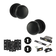 Atlantic Old English Harrogate Door Knob Pack (Lock Set - 3" Latch & Deadlock, 3" Fire Rated Hinges x3)