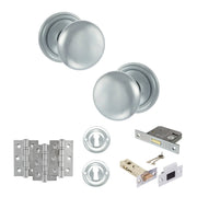 Atlantic Old English Harrogate Door Knob Pack (Lock Set - 3" Latch & Deadlock, 3" Fire Rated Hinges x3)