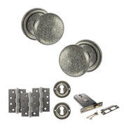 Atlantic Old English Harrogate Door Knob Pack (Lock Set - Horizontal Sashlock, 3" Fire Rated Hinges x3)