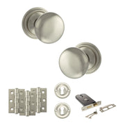 Atlantic Old English Harrogate Door Knob Pack (Lock Set - Horizontal Sashlock, 3" Fire Rated Hinges x3)