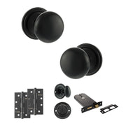 Atlantic Old English Harrogate Door Knob Pack (Lock Set - Horizontal Bathlock, 4" Slim Knuckle Hinges x2)