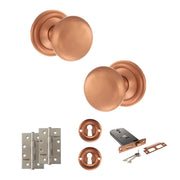 Atlantic Old English Harrogate Door Knob Pack (Lock Set - Horizontal Sashlock, 4" Slim Knuckle Hinges x2)