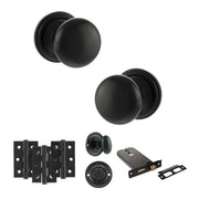 Atlantic Old English Harrogate Door Knob Pack (Lock Set - Horizontal Bathlock, 3" Fire Rated Hinges x3)