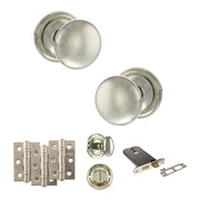 Atlantic Old English Harrogate Door Knob Pack (Lock Set - Horizontal Bathlock, 3" Fire Rated Hinges x3)