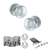 Atlantic Old English Harrogate Door Knob Pack (Lock Set - Horizontal Sashlock, 4" Fire Rated Hinges x3)
