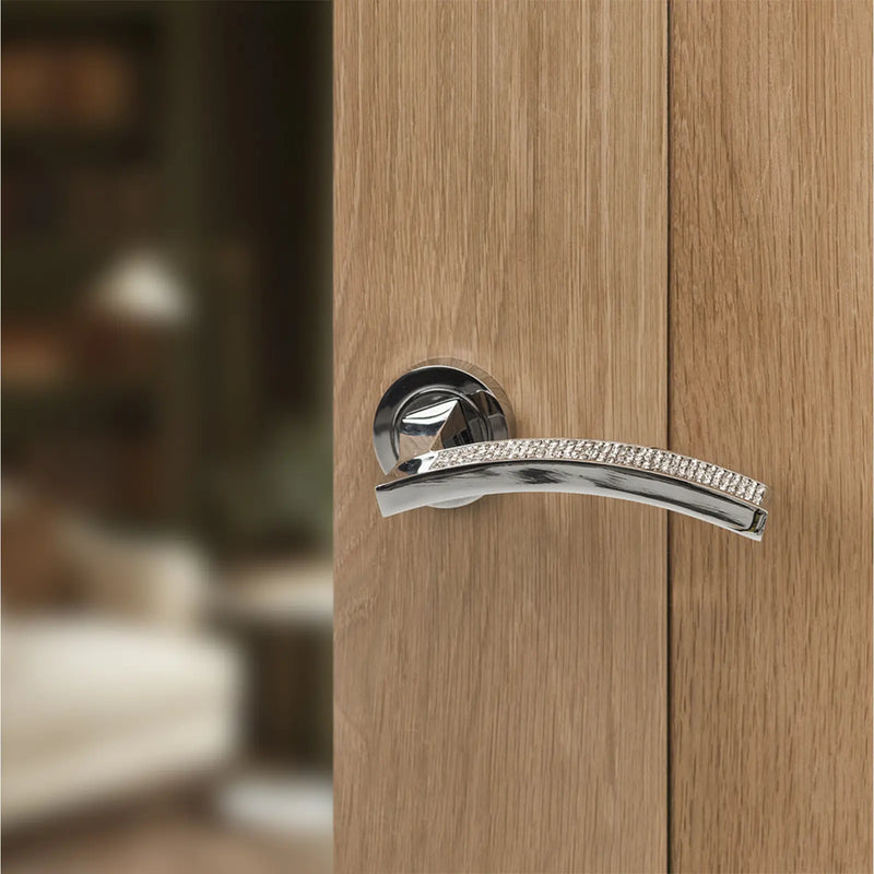 Atlantic Senza Pari Crystal Door Handle Pack (Latch Set - 2.5" Latch, 3" Hinges x2) - Polished Chrome