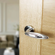 Atlantic Senza Pari Elisse Door Handle Pack (Bathroom Set - 2.5" CE Bathroom Lock, 4" Fire Rated Hinges x3) - Satin Nickel/Chrome Plate