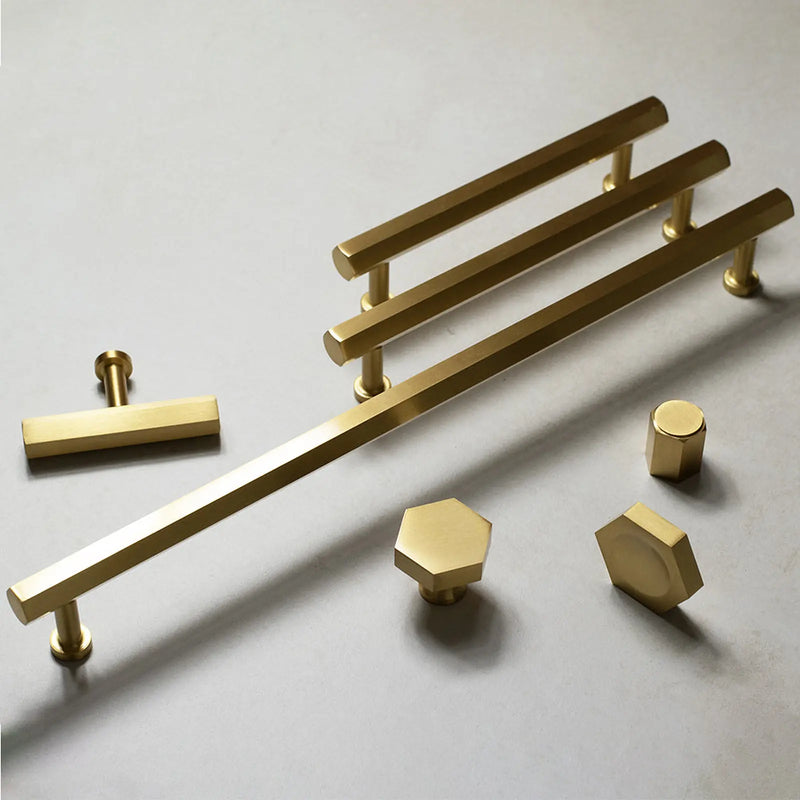 Atlantic Millhouse Brass Pennington Hexagonal T-Bar Cabinet Pull Handle 320mm