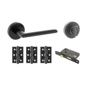 Atlantic STATUS Alabama Door Handle Pack (Bathroom Set - 3" CE Bathroom Lock, 3" Fire Rated Hinges x3)