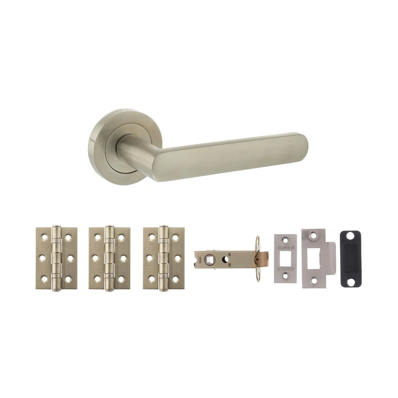 Atlantic STATUS Carolina Door Handle Pack (Latch Set - 3" CE Latch, 3" Fire Rated Hinges x3)