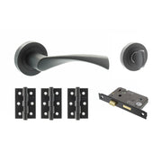 Atlantic STATUS Colorado Door Handle Pack (Bathroom Set - 3" CE Bathroom Lock, 3" Fire Rated Hinges x3)