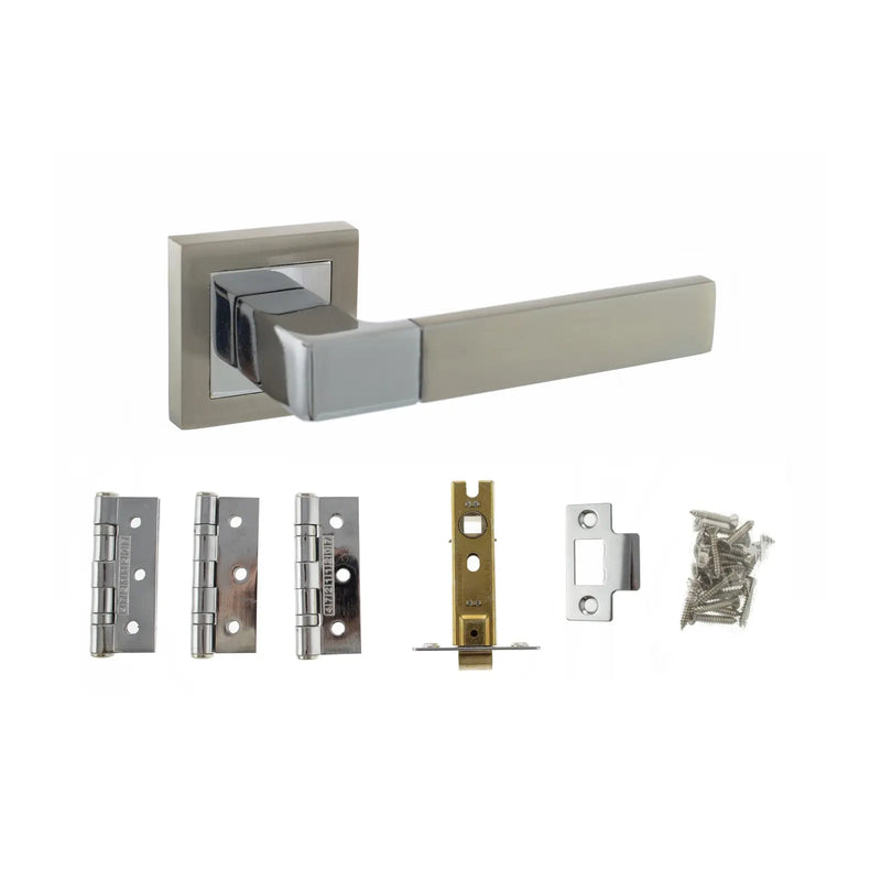 Atlantic STATUS Montana Door Handle Pack (Latch Set - 3" CE Latch, 3" Fire Rated Hinges x3)