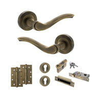 Atlantic Old English Warwick Door Handle Pack (Euro Lock Set - 3" CE Sashlock, 4" Slim Knuckle Hinges x2)