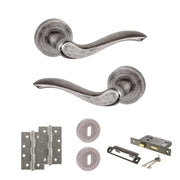 Atlantic Old English Warwick Door Handle Pack (3 Lever Lock Set - 3" CE Sashlock, 4" Slim Knuckle Hinges x2)