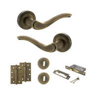 Atlantic Old English Warwick Door Handle Pack (3 Lever Lock Set - 3" CE Sashlock, 4" Slim Knuckle Hinges x2)