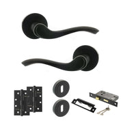 Atlantic Old English Warwick Door Handle Pack (3 Lever Lock Set - 3" CE Sashlock, 4" Slim Knuckle Hinges x2)