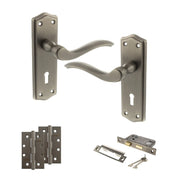Atlantic Old English Warwick Door Handle Pack (3 Lever Lock Set - 3" CE Sashlock, 4" Slim Knuckle Hinges x2)