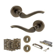 Atlantic Old English Warwick Door Handle Pack (3 Lever Lock Set - 2.5" CE Sashlock, 3" Fire Rated Hinges x3)