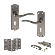 Atlantic Old English Warwick Door Handle Pack (3 Lever Lock Set - 2.5" CE Sashlock, 3" Fire Rated Hinges x3)