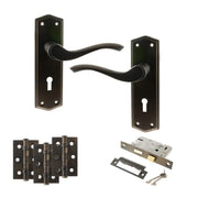 Atlantic Old English Warwick Door Handle Pack (3 Lever Lock Set - 2.5" CE Sashlock, 3" Fire Rated Hinges x3)