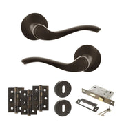 Atlantic Old English Warwick Door Handle Pack (3 Lever Lock Set - 2.5" CE Sashlock, 3" Fire Rated Hinges x3)