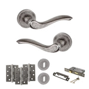 Atlantic Old English Warwick Door Handle Pack (3 Lever Lock Set - 3" CE Sashlock, 4" Fire Rated Hinges x3)