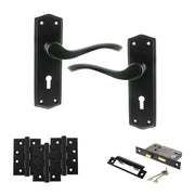 Atlantic Old English Warwick Door Handle Pack (3 Lever Lock Set - 3" CE Sashlock, 4" Fire Rated Hinges x3)