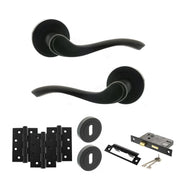 Atlantic Old English Warwick Door Handle Pack (3 Lever Lock Set - 3" CE Sashlock, 4" Fire Rated Hinges x3)