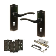 Atlantic Old English Warwick Door Handle Pack (3 Lever Lock Set - 3" CE Sashlock, 4" Fire Rated Hinges x3)