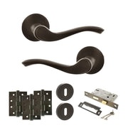 Atlantic Old English Warwick Door Handle Pack (3 Lever Lock Set - 3" CE Sashlock, 4" Fire Rated Hinges x3)