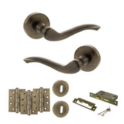 Atlantic Old English Warwick Door Handle Pack (3 Lever Lock Set - 2.5" CE Sashlock, 4" Fire Rated Hinges x3)