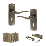 Atlantic Old English Warwick Door Handle Pack (3 Lever Lock Set - 2.5" CE Sashlock, 4" Fire Rated Hinges x3)