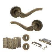 Atlantic Old English Warwick Door Handle Pack (3 Lever Lock Set - 2.5" CE Sashlock, 4" Fire Rated Hinges x3)